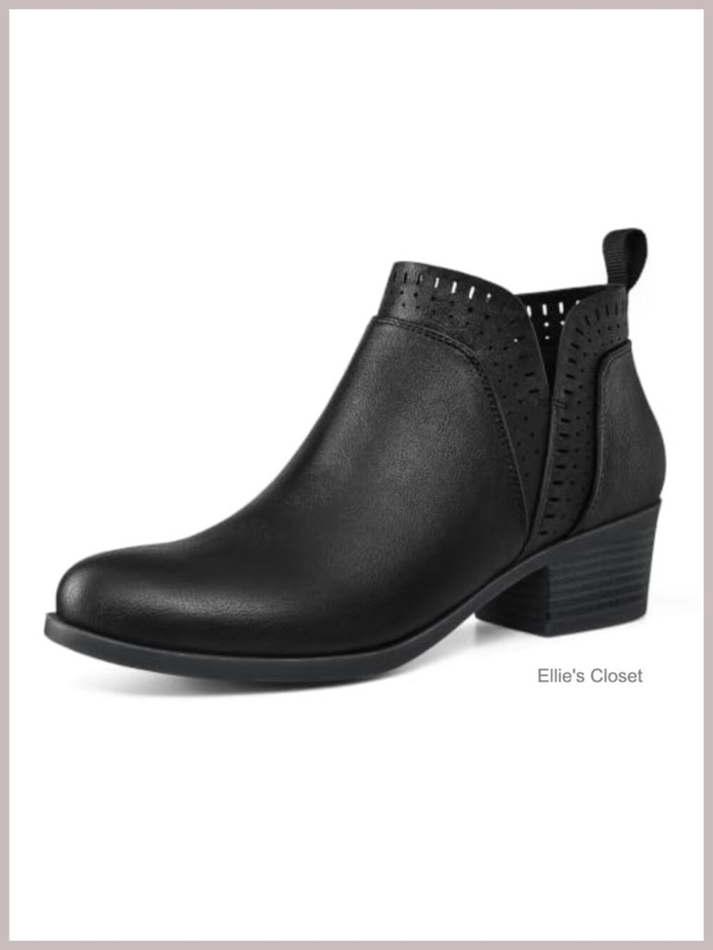 Women's Ankle Boots Chunky Block Heel Booties with Side Zippers